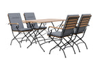 Sicily 4 Seater Teak and Wrought Iron Rectangular 120cm Garden Dining Set