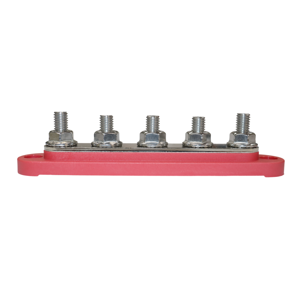 Exotronic 150A Red 5x M8 Stud Busbar with Cover