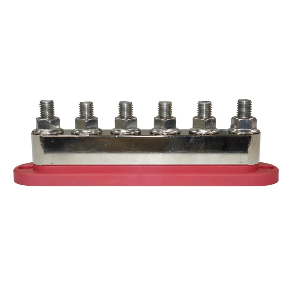 Exotronic 600A Red 6x M10 Stud Busbar with Cover