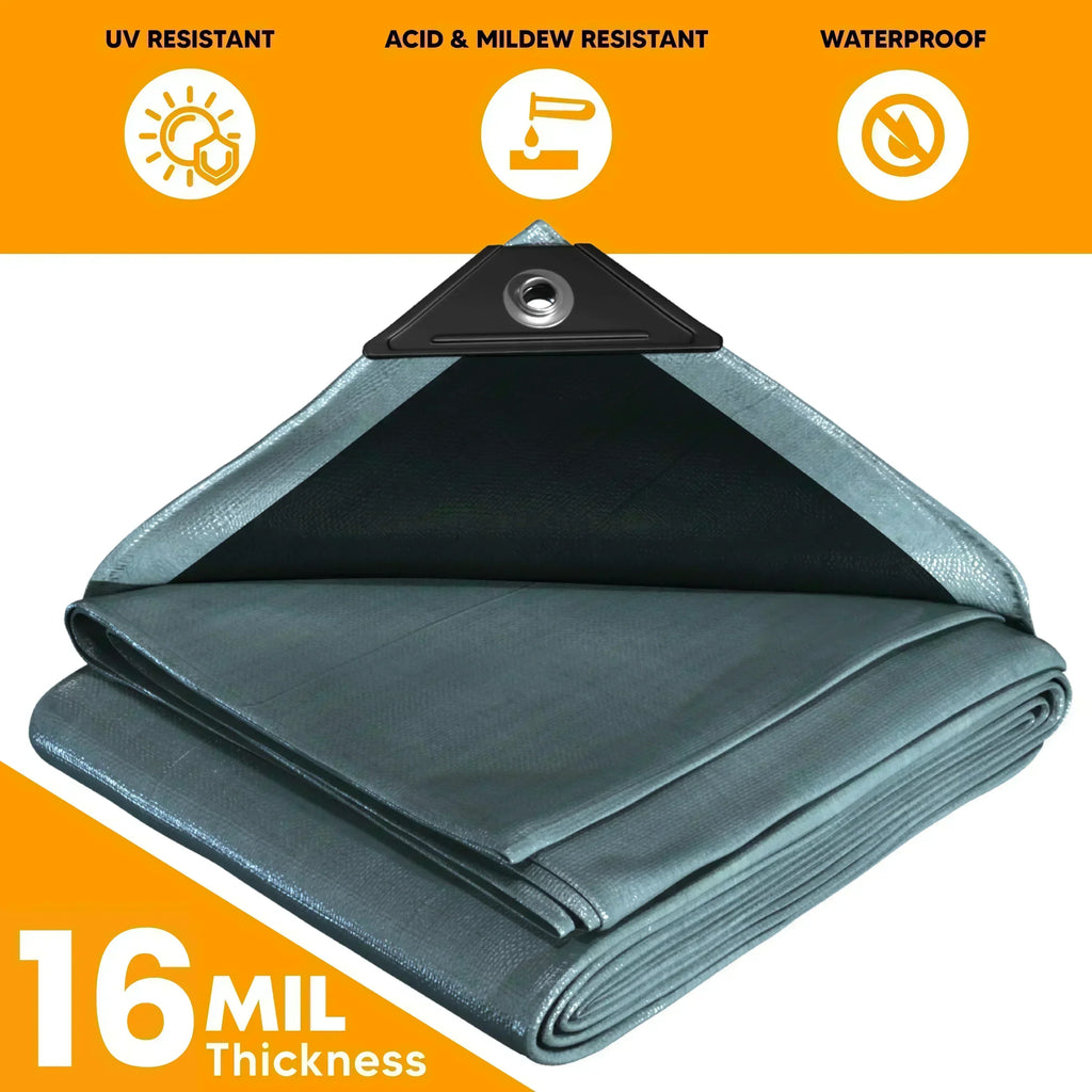 Silver/Black Poly Tarp 16' x 20'