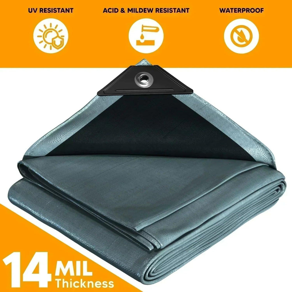 Silver/Black Poly Tarp 50' x 50'