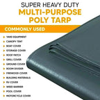 Silver/Black Poly Tarp 10' x 20' - Case of  3