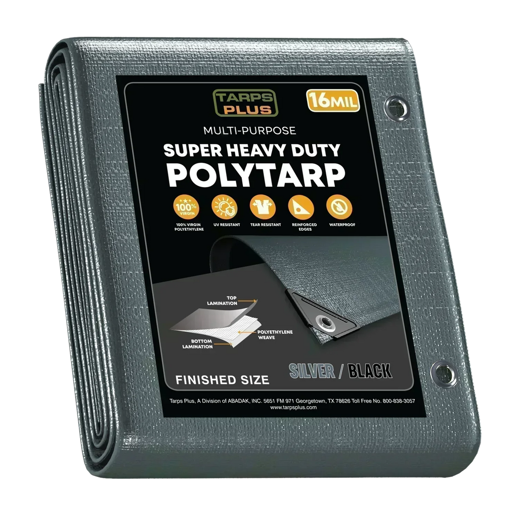 Silver/Black Poly Tarp 30' x 50' - Case of  1