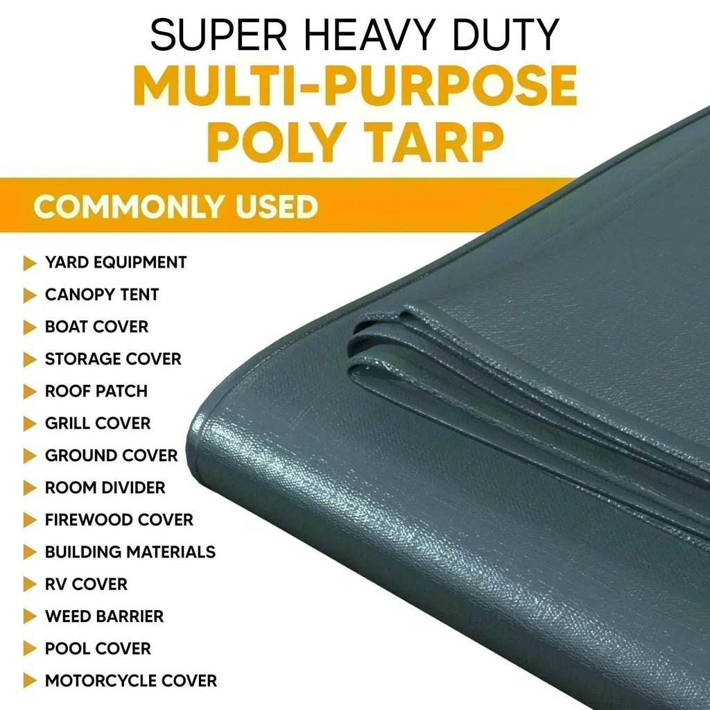 Silver/Black Poly Tarp 8' x 10' - Case of  8
