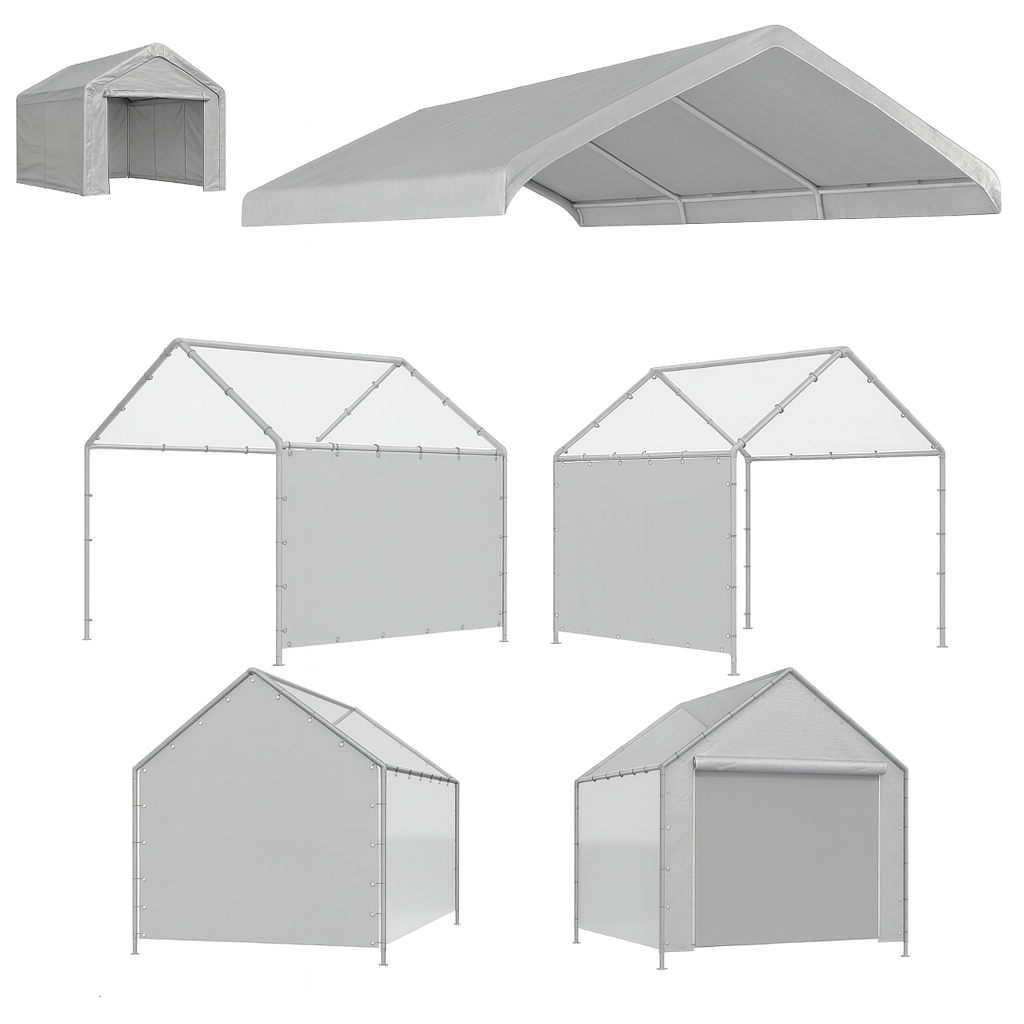 Silver 10' x 10' canopy enclosure kit designed as a frame cover system