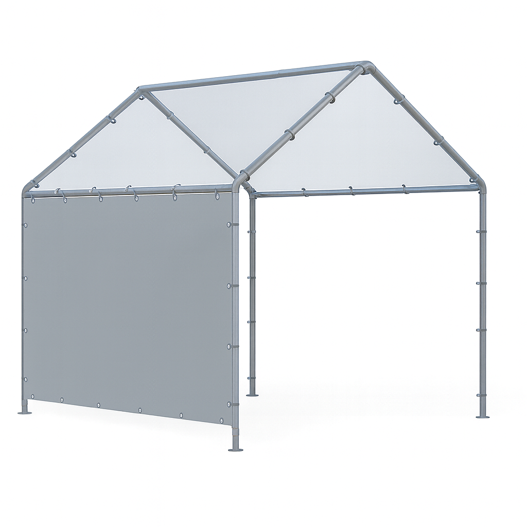 Silver 7' x 12' side wall installed as a frame mounted panel