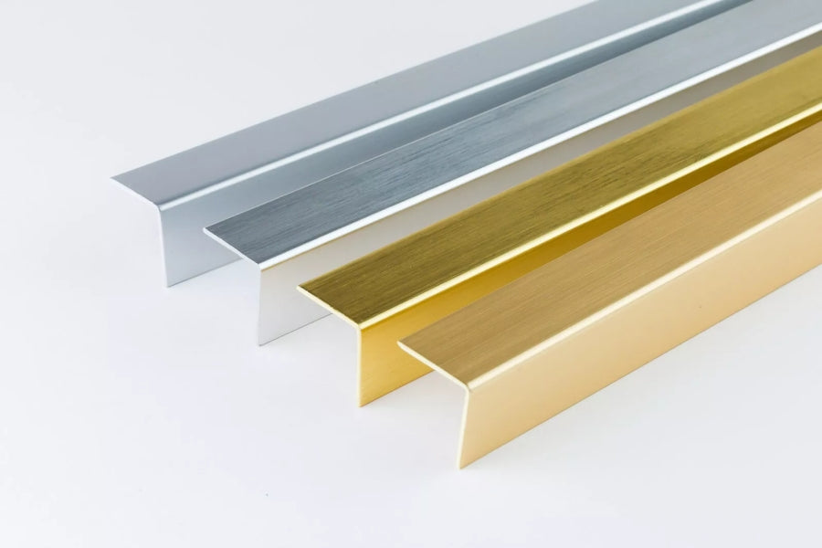 1m & 2.48m Length – PVC Corner Angle Trim Profiles 90° Plastic Equal & Unequal Gold Silver Brushed Finish