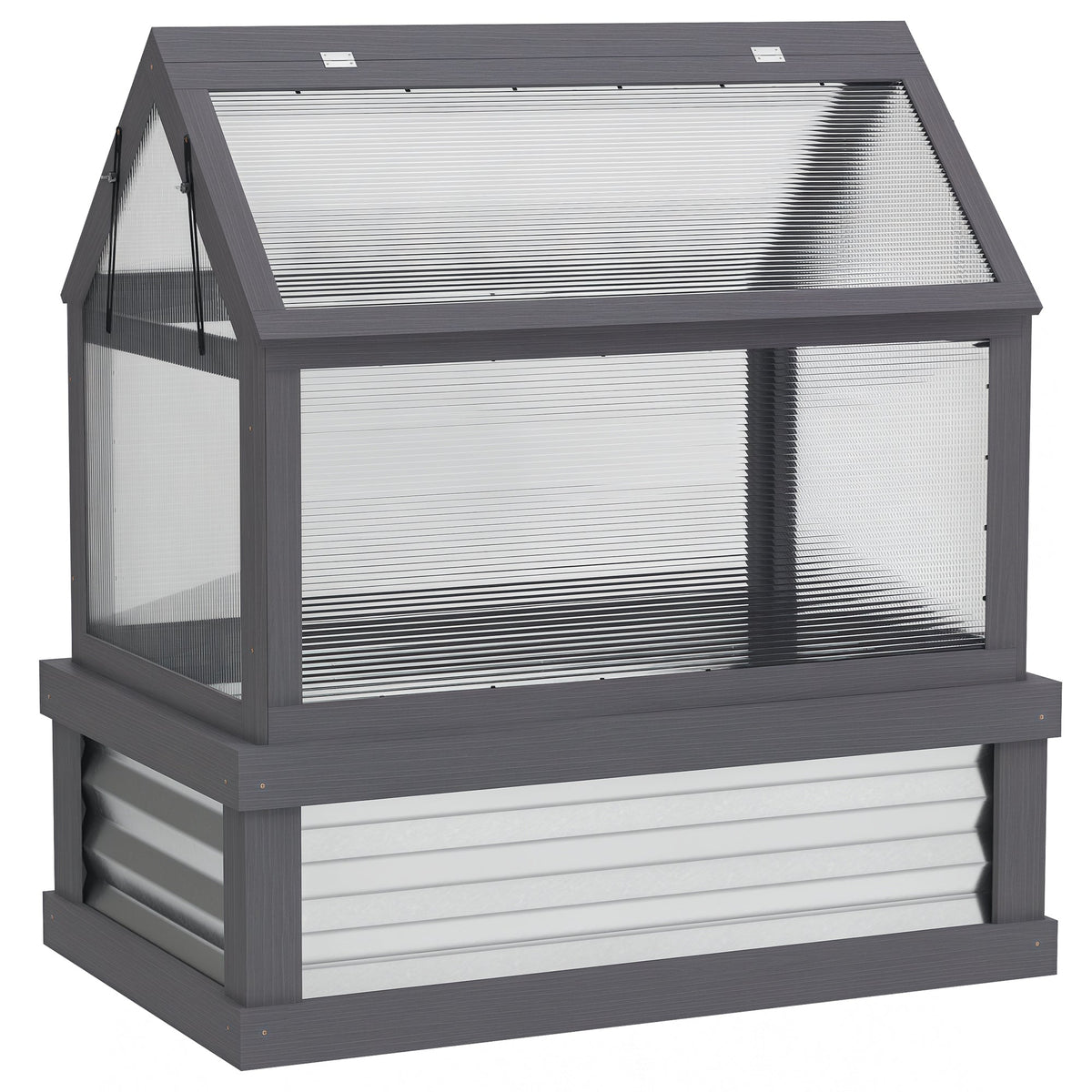 35.5" x 22.5" x 38.25" Raised Garden Bed Greenhouse, Gray