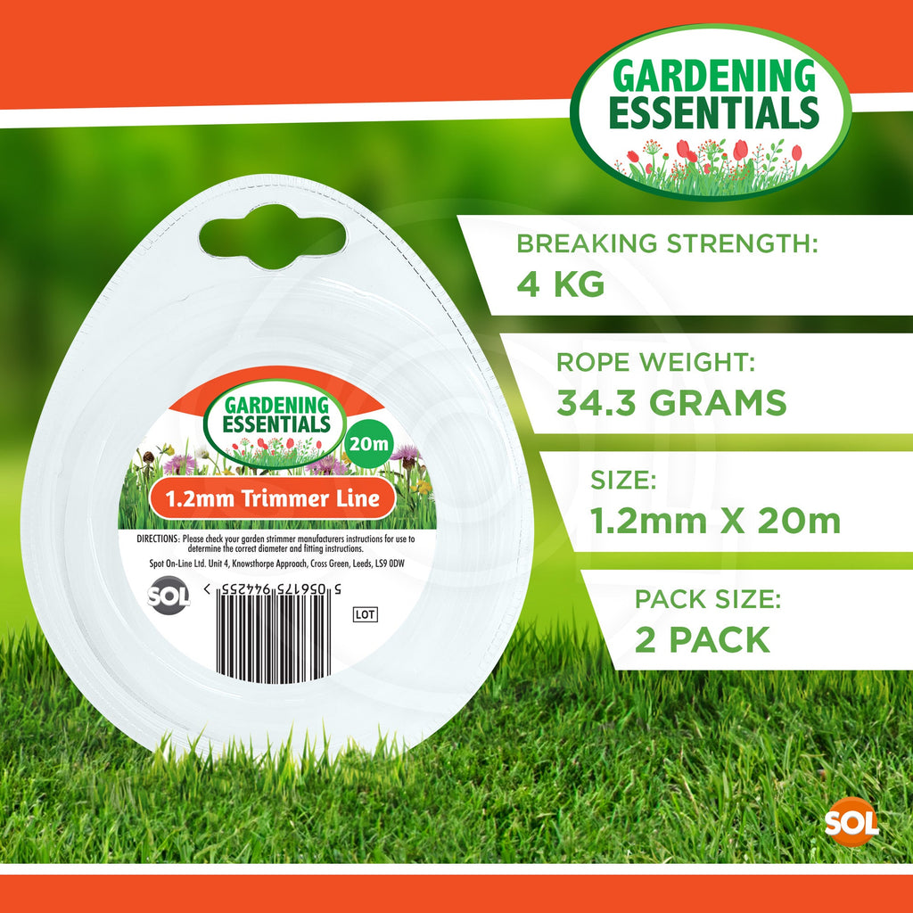 Garden Strimmer Trimmer Line Cord 20M | Nylon Wire | 2 Pack