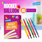Rocket Balloons and Pipes | Striped Noisy Birthday Party Bag Filler | 45 Pack