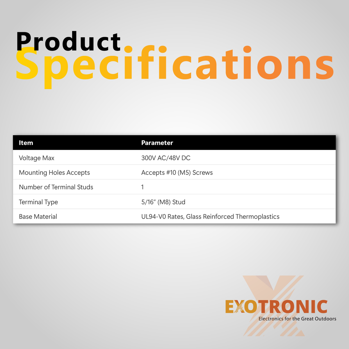 Exotronic Heavy Duty Single Terminal Stud M8
