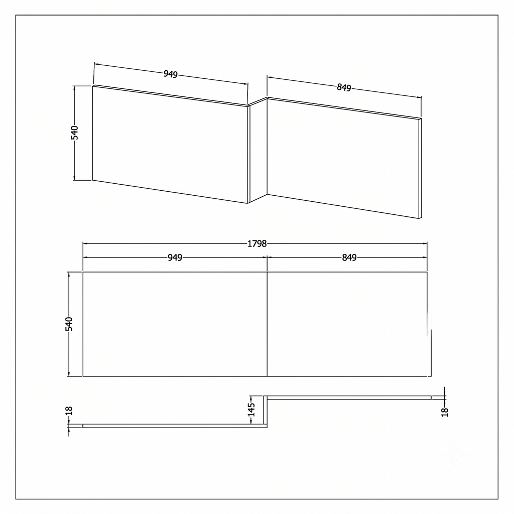 Kudos PVC Square Front Bath Panel - Gloss White
