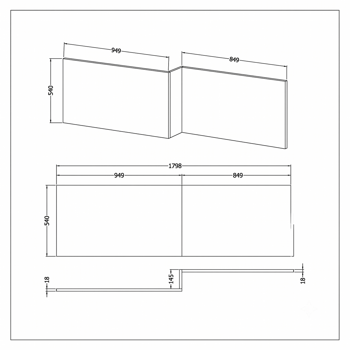 Kudos PVC Square Front Bath Panel - Gloss White