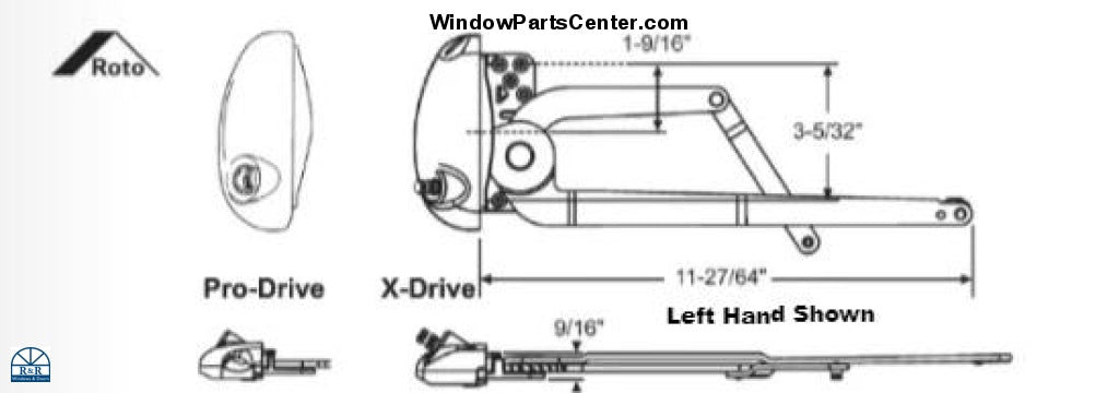 SS10011 Roto North America X Drive Pro Drive Dual Arm Vinyl Casement Operator