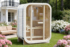 Outdoor Cube Sauna with Full Glass Panel — Thermo Pine Wood | 1-2 Person