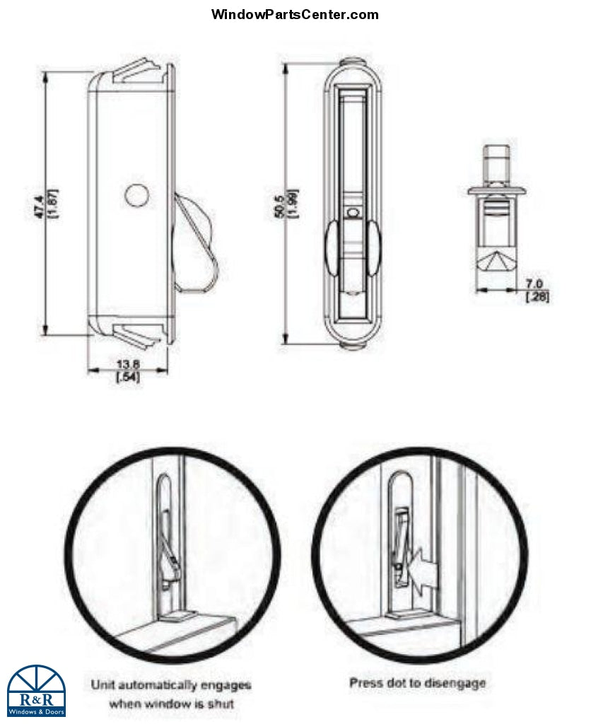 SS20012 Vinyl Single Hung Routed Window Operated Control Device WOCD Mini Angel Window Fall Prevention