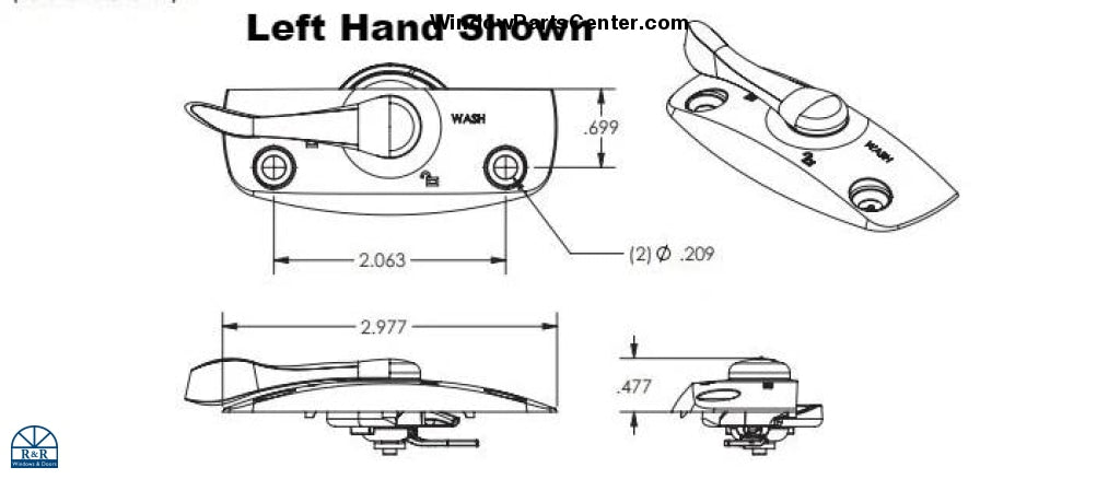 SS20016 Flush Mount Tilt and Lock Sash Lock with Wash Feature  - Kit ZX-11DT