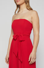 Split Leg Waist Detail Jumpsuit Red Womens Clothing
