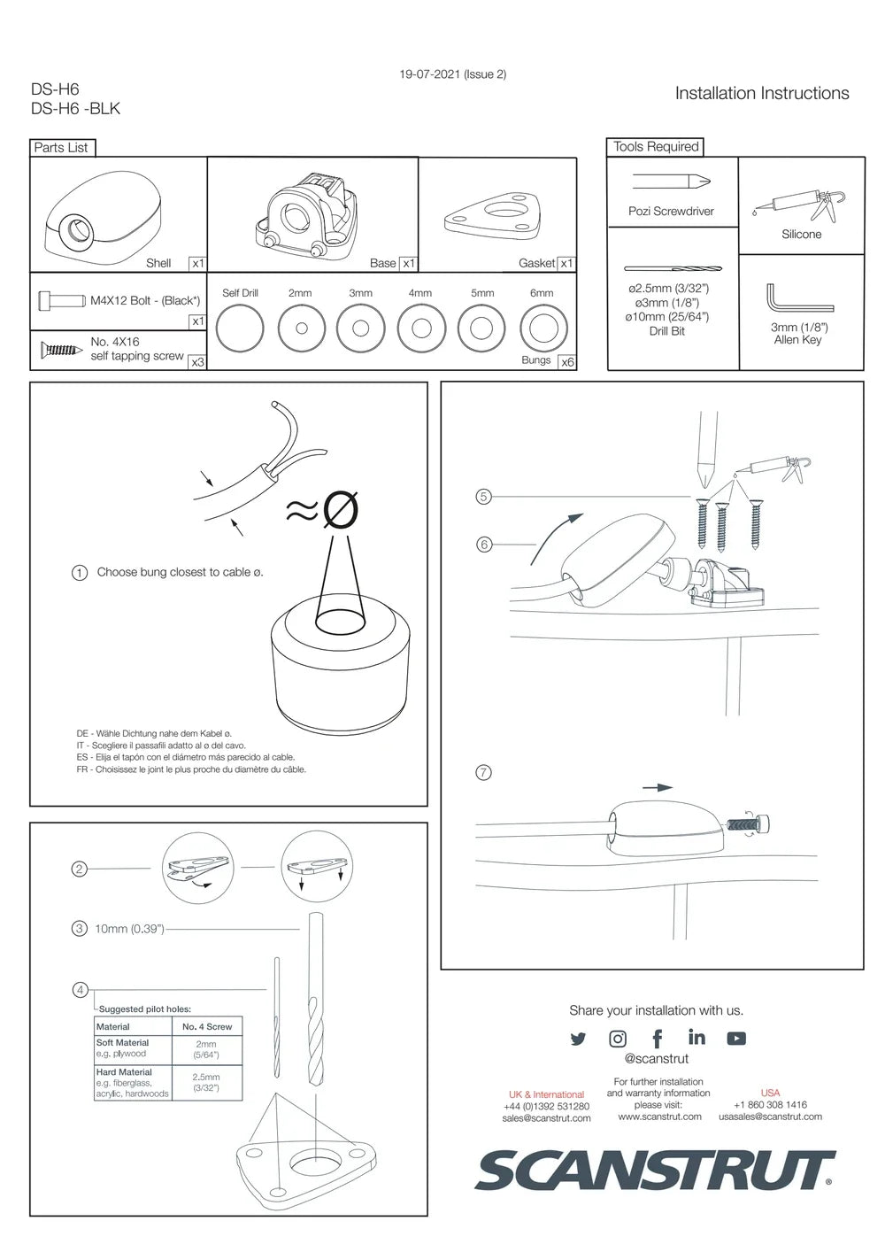 Scanstrut Grey 2-6mm Horizontal Cable Seal