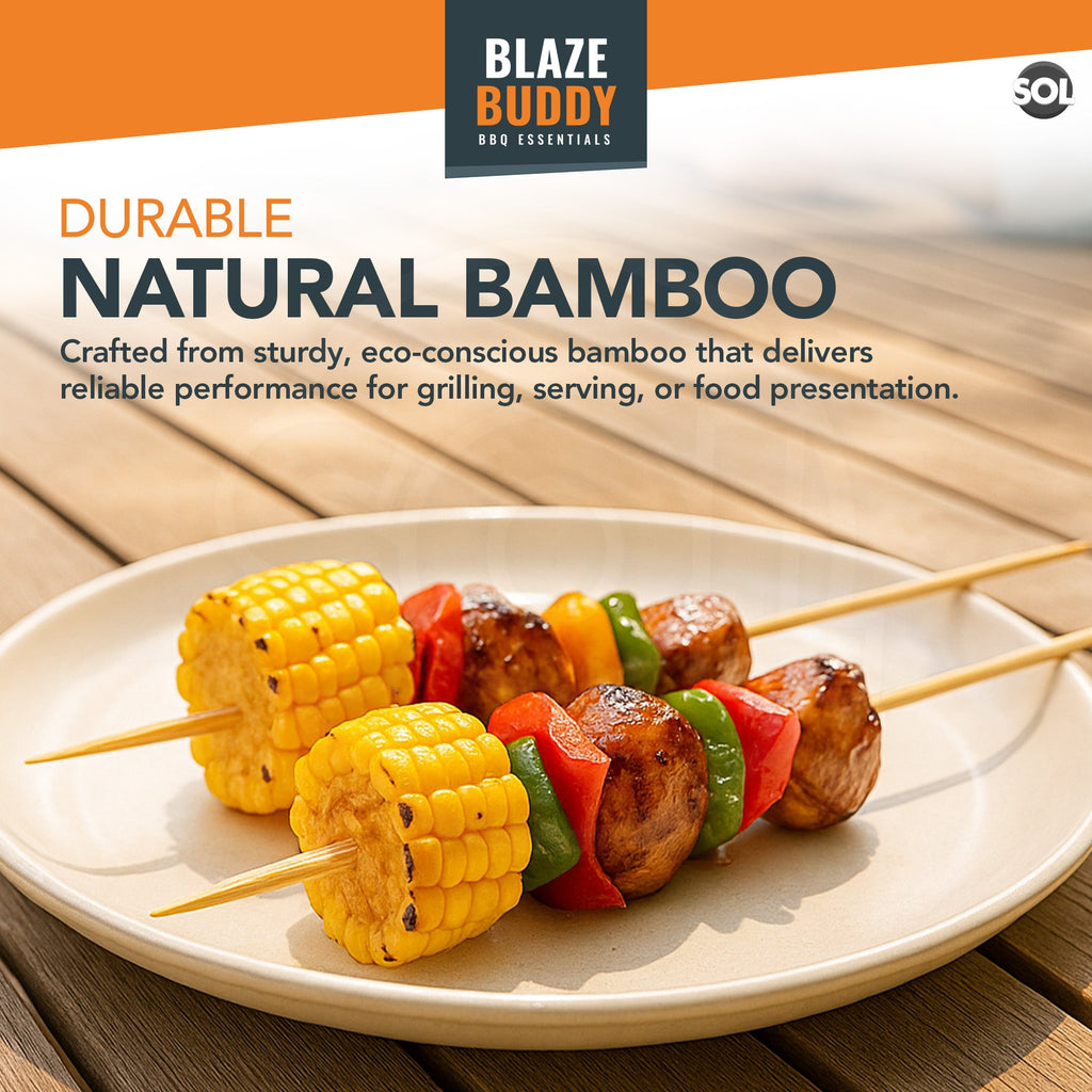 Bamboo Skewers 30cm BBQ Kebab Fondue Grill Wooden Sticks | 200 Pack