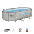 14ft x 39.5in Stone Print Oval Steel Pro MAX Above Ground Pool Set