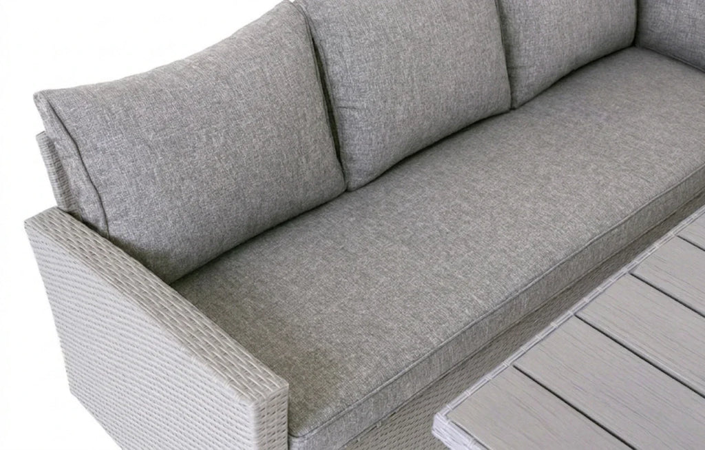 Stockholm 6 Seater Grey Rattan Garden Corner Dining Set
