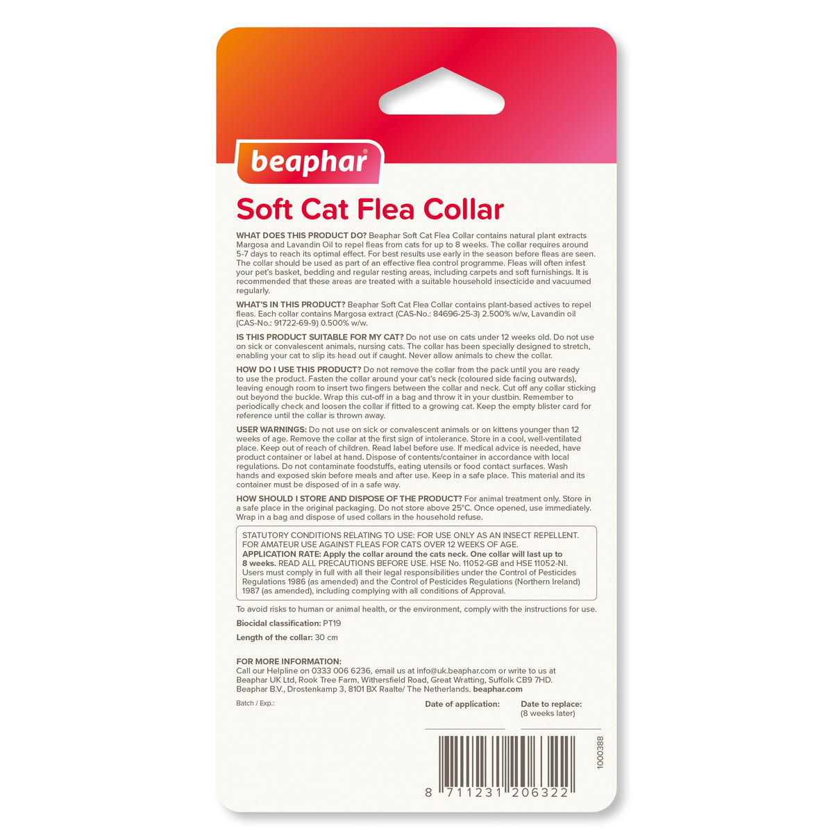 Beaphar Cat Flea Collar with Safety Elastic & Bell