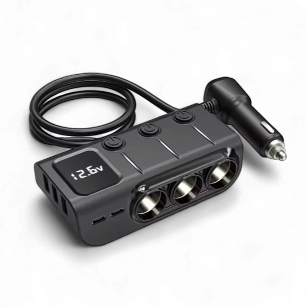 Exotronic 3 Way Car Accessory/Cigarette Adaptor with PD 2x 36W QC3.0