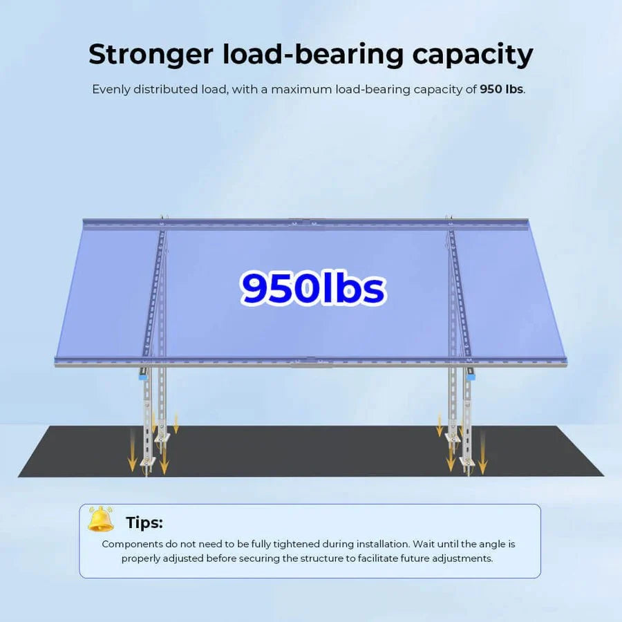 SunGoldPower Modular & Expandable Ground Mount Brackets for 2 × 400W–590W Solar Panels