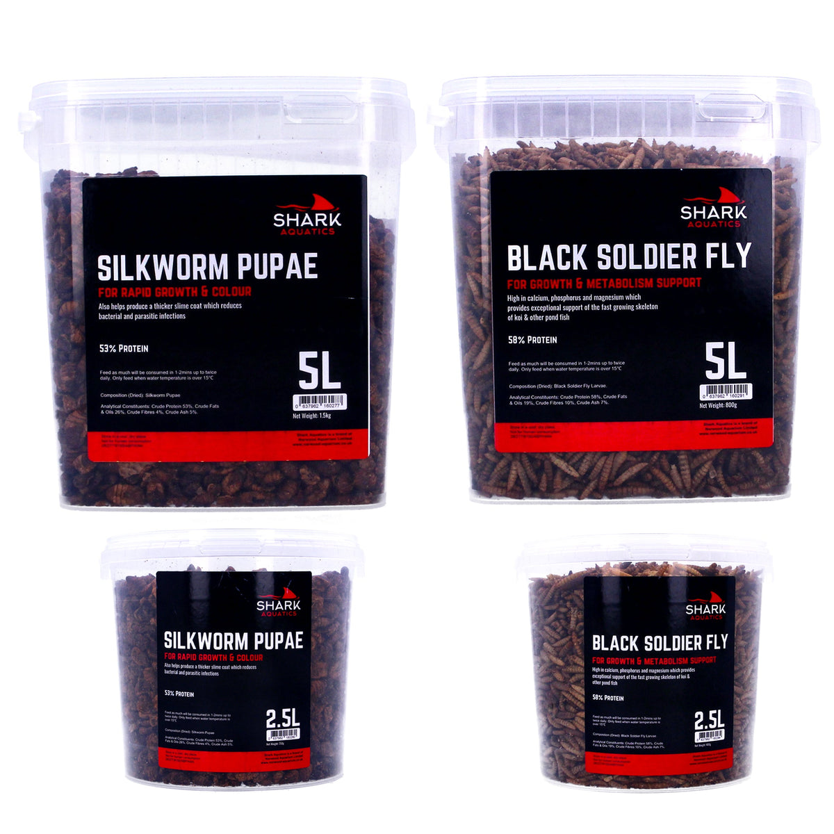 Shark Koi Pond Treats Silkworm Soldier Fly Dried Daphnia Insect Food for Fish