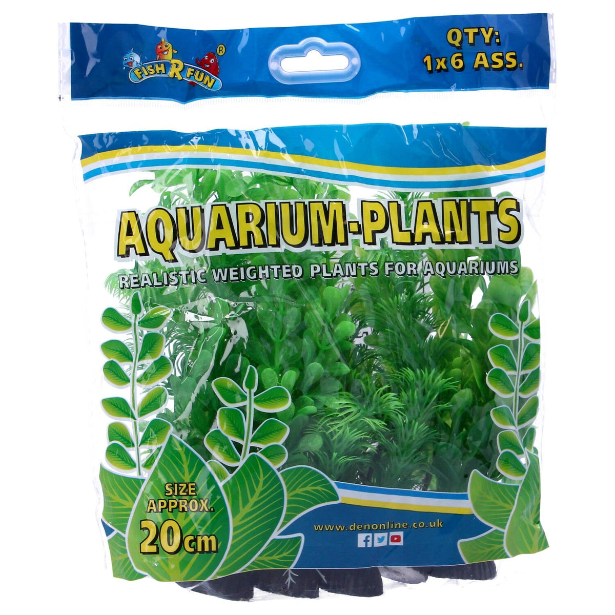 Green Plastic Aquarium Decoration Plants 20cm (Pack of 6) (Reward)