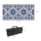9' x 18' Reversible Outdoor Rug, Blue & White Floral