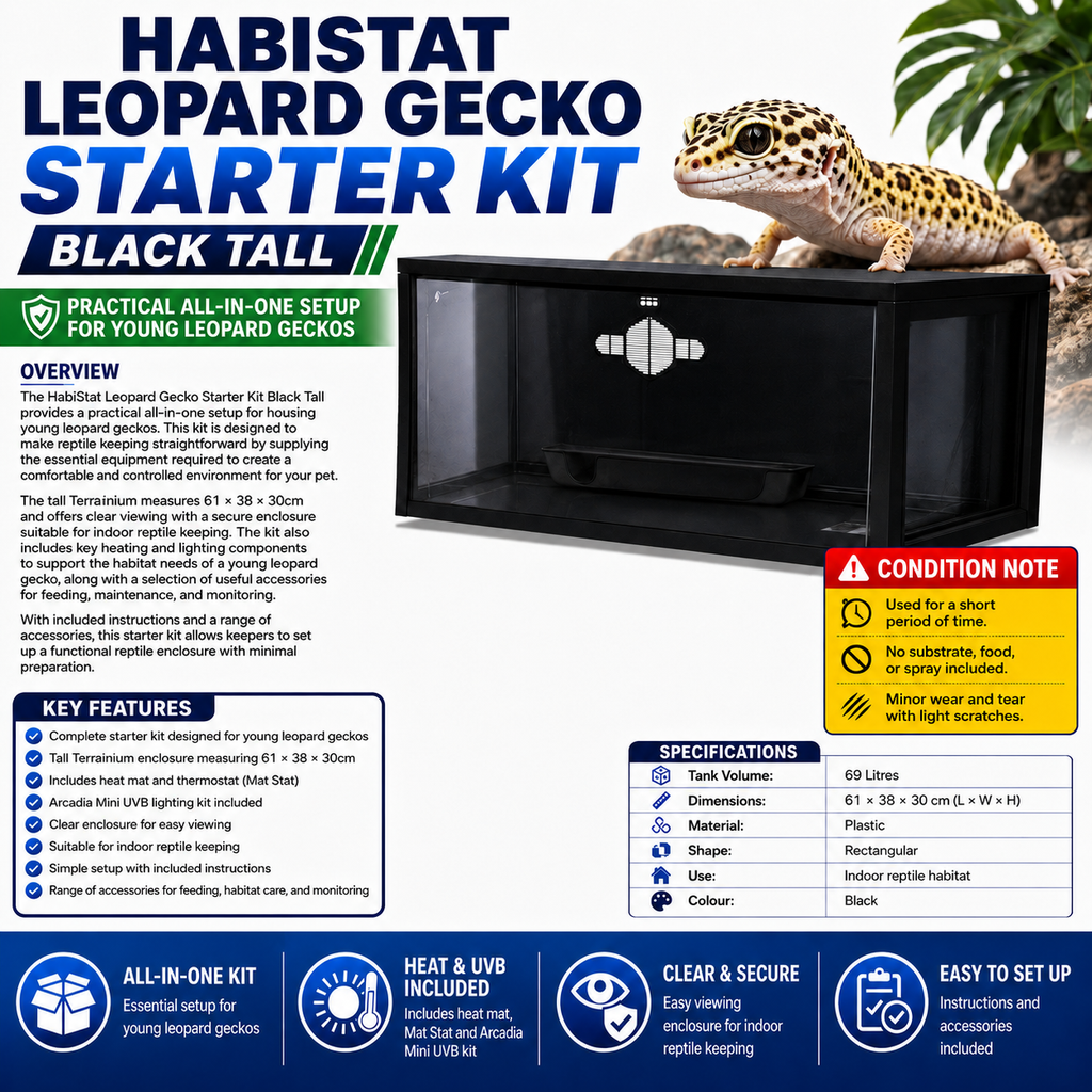 HabiStat Leopard Gecko Starter Kit Black (61x38x30cm)