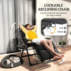 2-Piece Reclining Folding Lounge Chair with Cushion, Headrest & Side Tray, Black