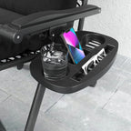 2-Piece Reclining Folding Lounge Chair with Cushion, Headrest & Side Tray, Black