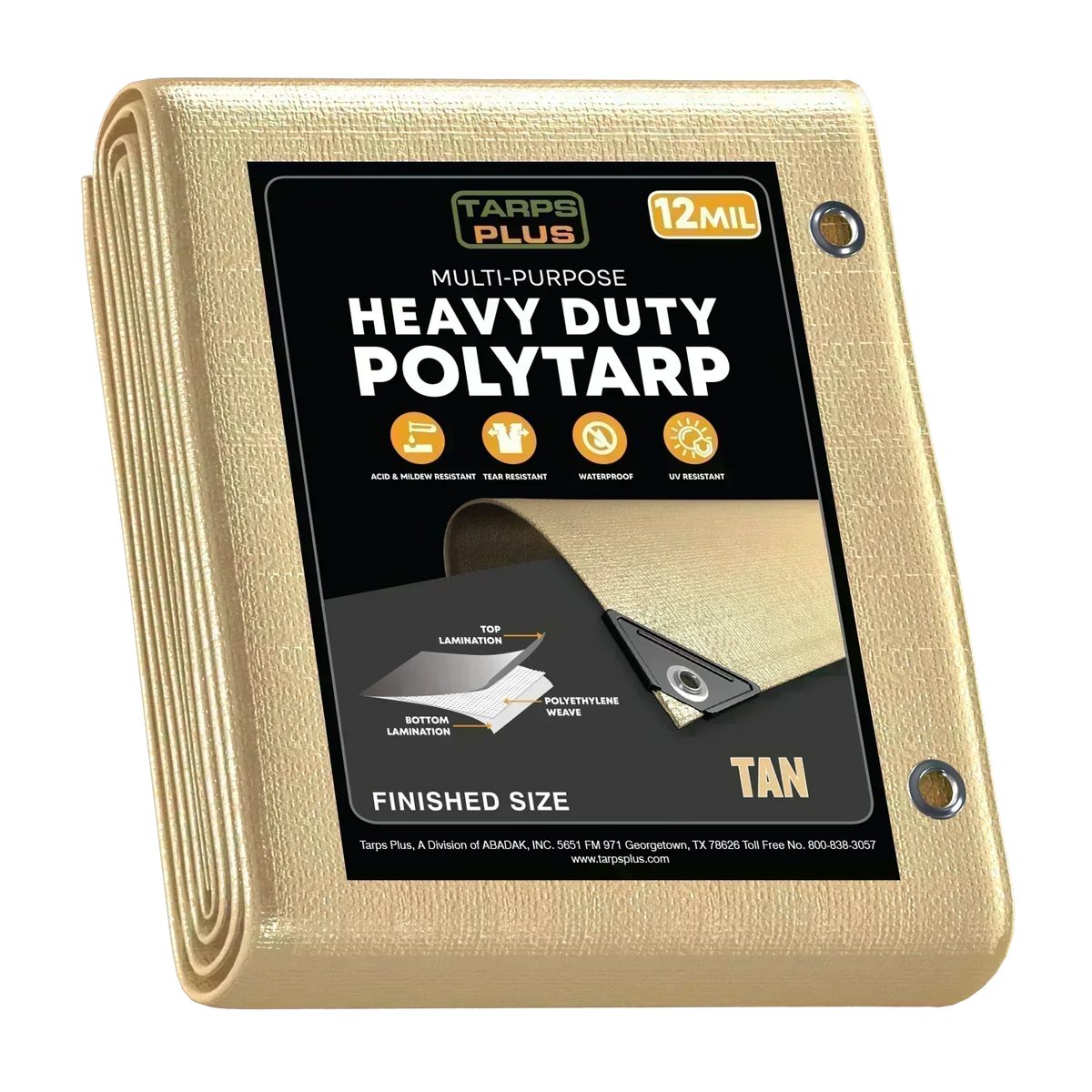 Tan Poly Tarp 7' x 16' - Case Of 8