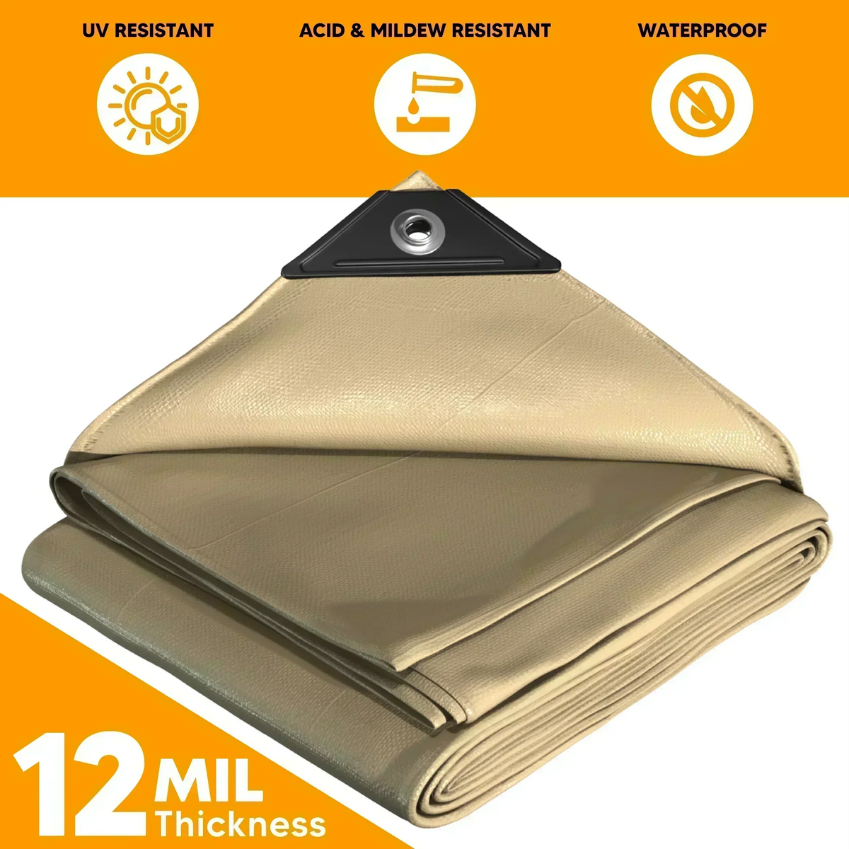 Tan Poly Tarp 8' x 12' - Case Of 10