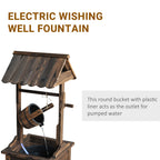 Outdoor Wooden Wishing Well Fountain w/ Adjustable Water Flow Rate & Electric Pump