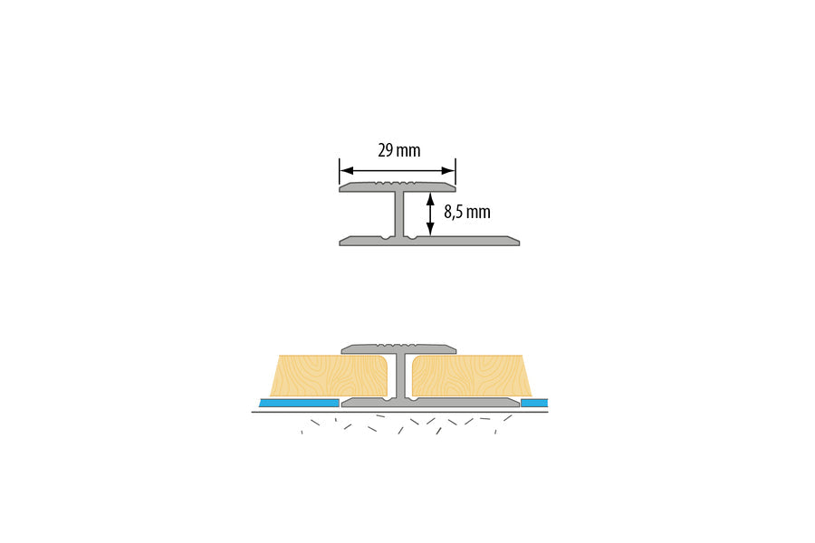Anodised Aluminium Twin Grip Connection Profile 8 MM x 1000 MM Length Panel P