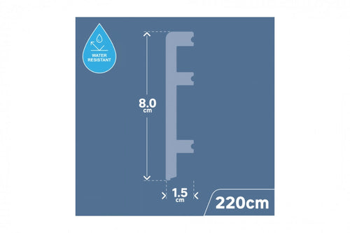 80 MM x 15 MM x 2200 MM Length – PVC Skirting Board -White / Black / Cashmere- Status Line