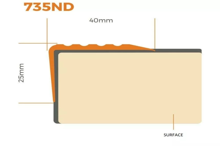Self adhesive non slip PVC stair nosing40 MM x 25 MM x 1.18 M Length ND