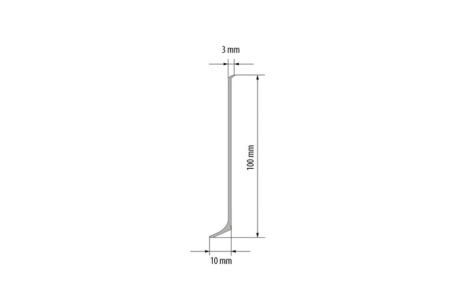 Aluminium Skirting Board 100 MM x 2500 MM Length Anodised Silver Trim Profile LP100