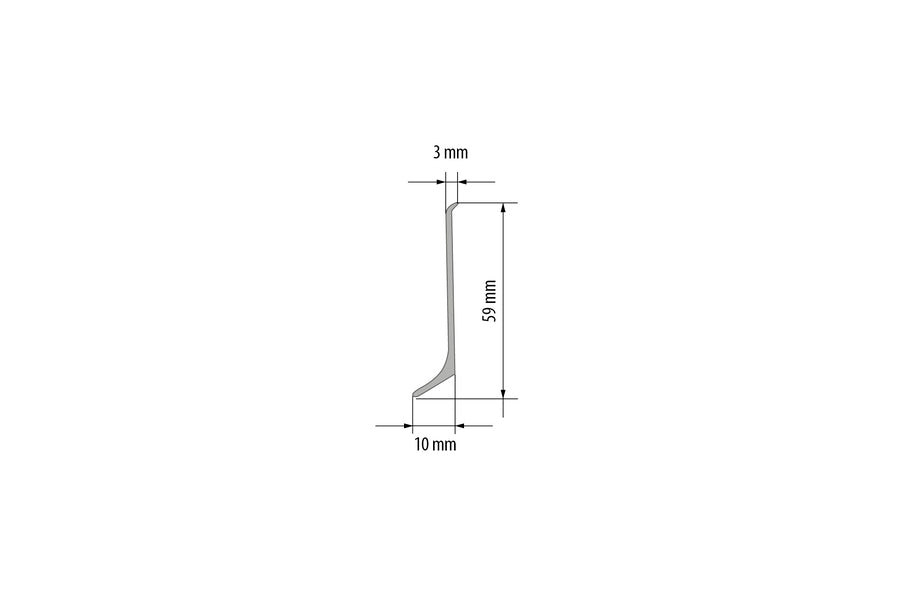 Aluminium Skirting Board 59 MM x 2500 MM Length Anodised Silver Trim Profile LP59