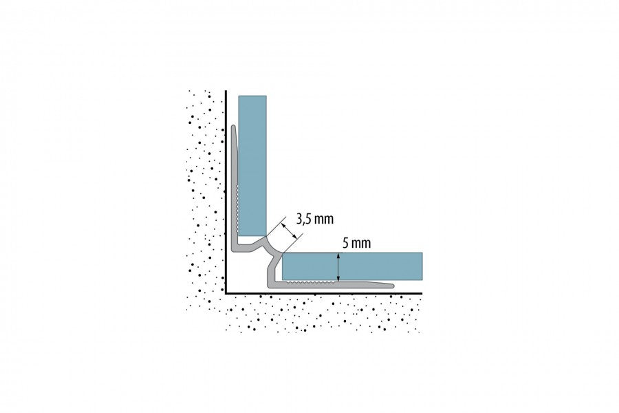 Aluminium Stair Nosing Inner Corner 5 MM x 900 MM & 2500 MM Length Silver LVT W5