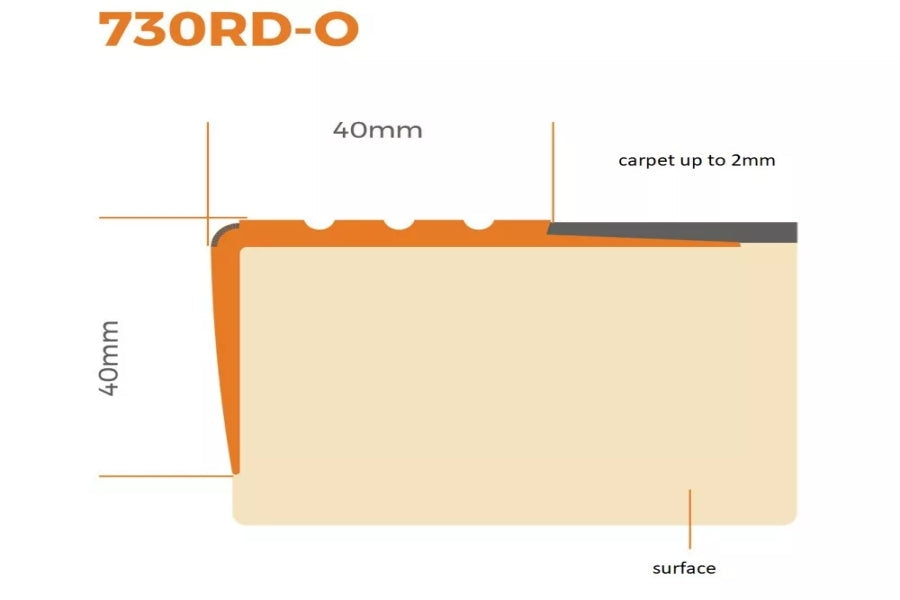 Black Non-Slip PVC Rubber Stair Nosing with Warning Strip 40 MM x 40 MM x 1.18 M Length RDO