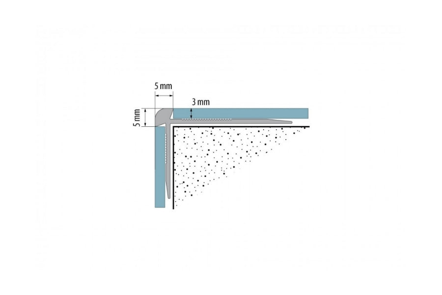 Aluminium Stair Nosing Outer Corner 3 MM x 900 MM & 2500 MM Length Silver LVT Z3