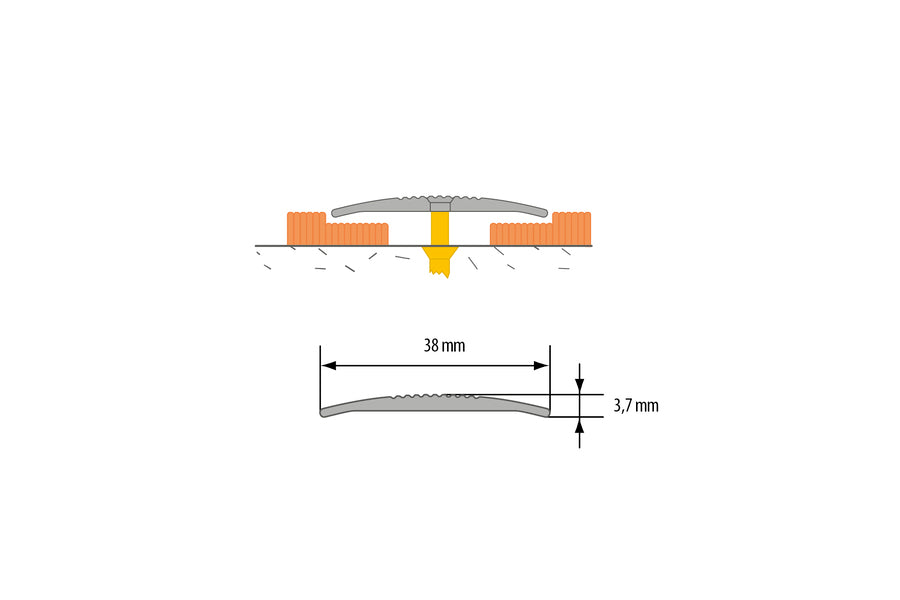 Aluminium Door Threshold Strip 38 MM x 1 M & 2 M Length Carpet to Lamnate Anodised Screw-Fix Silver & Gold - LPOR