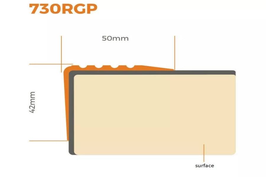 Non-Slip PVC Rubber Stair Nosing 50 MM x 42 MM x 1.18 M Length RGP