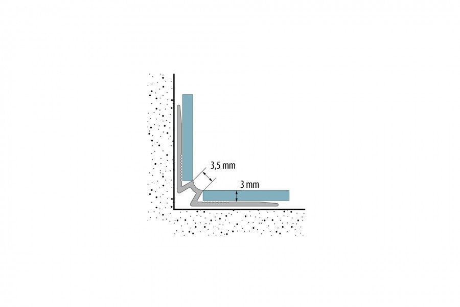 Aluminium Stair Nosing Inner Corner 3 MM x 900 MM & 2500 MM Length Silver LVT W3