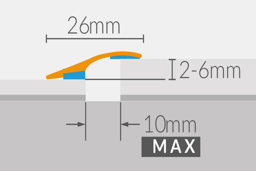 Aluminium Door Threshold Ramp Strip 26 MM x 0.93 M & 1.86 M Length Self Adhesive Anodised PRO26